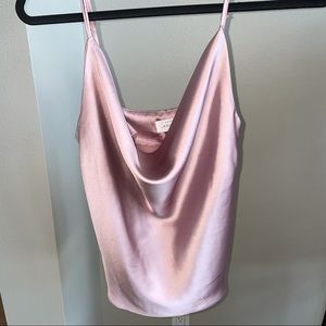 American Threads Metallic cowl-neck tank top